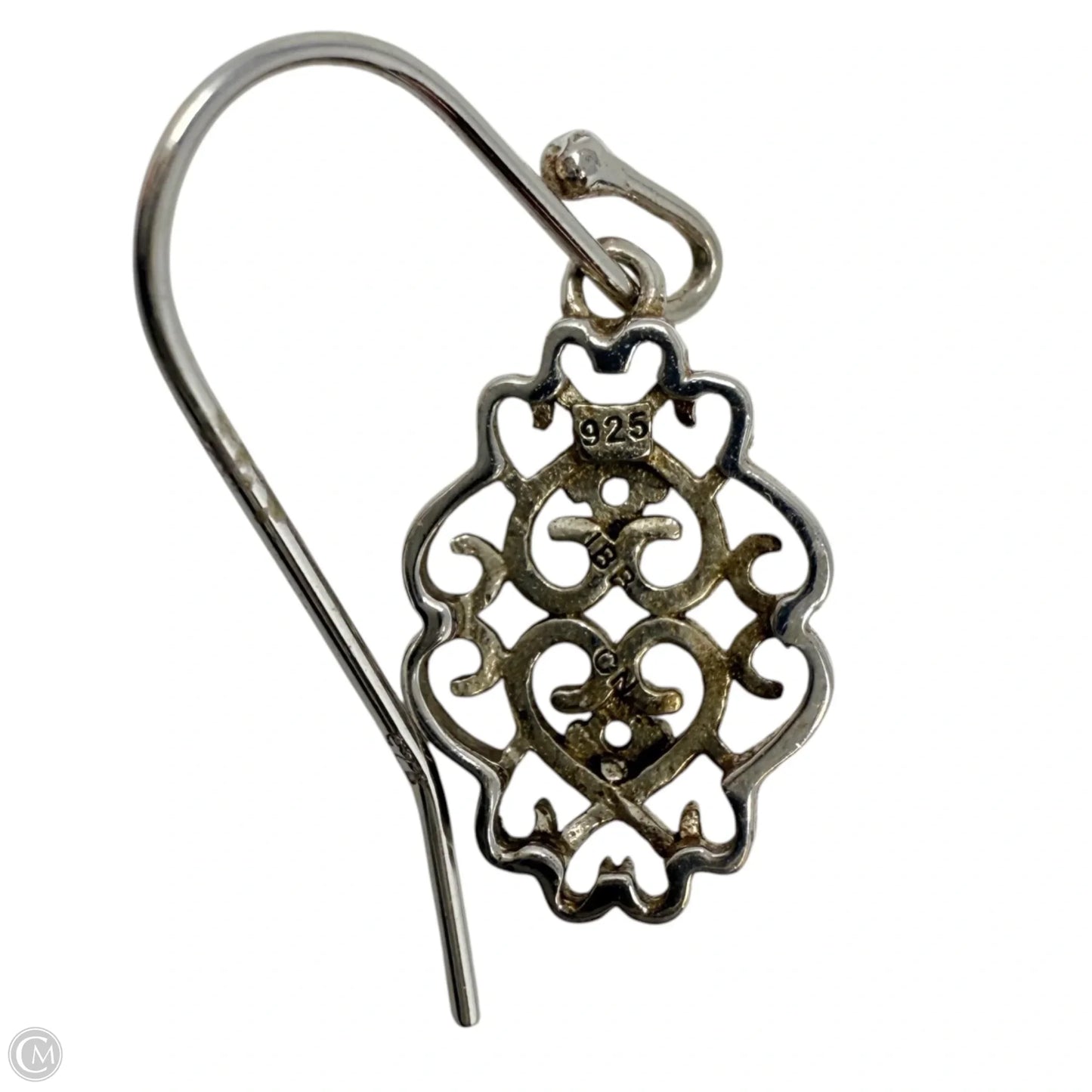 Sterling Silver Filigree Crystal Accent Dangle Earrings