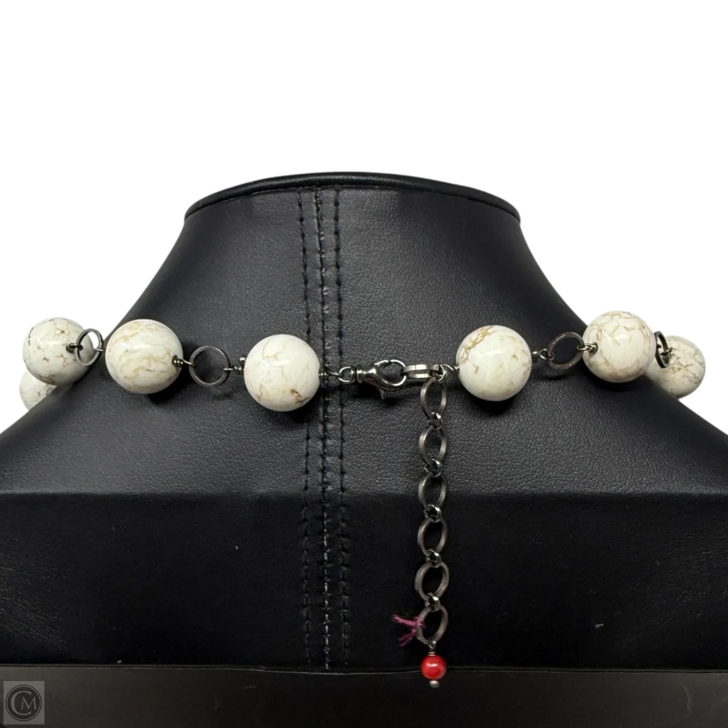 Scolecite & Carved Coral Flower Beaded Collar Necklace