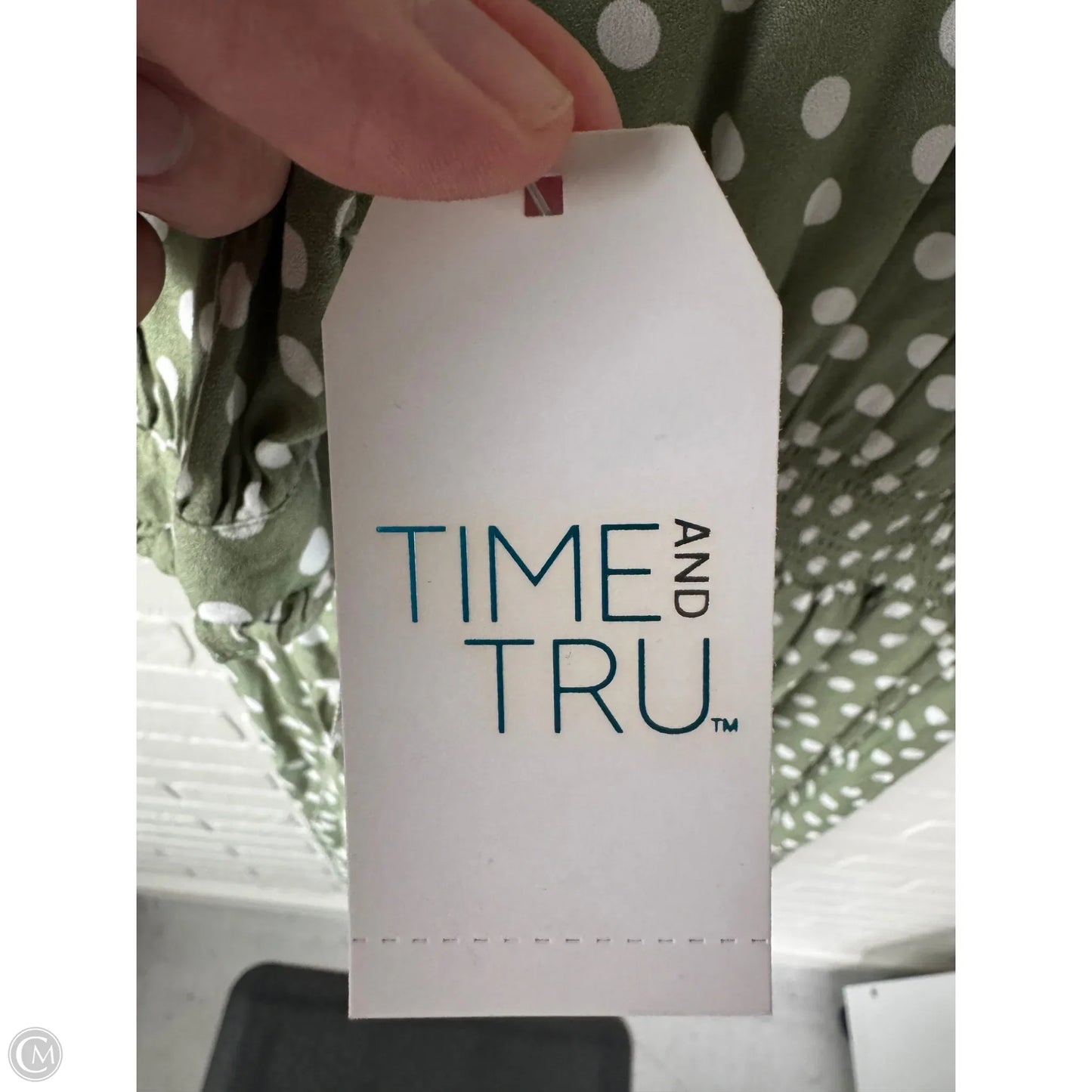 Dress Casual Midi By Time And Tru In Green & White, Size: Xxl