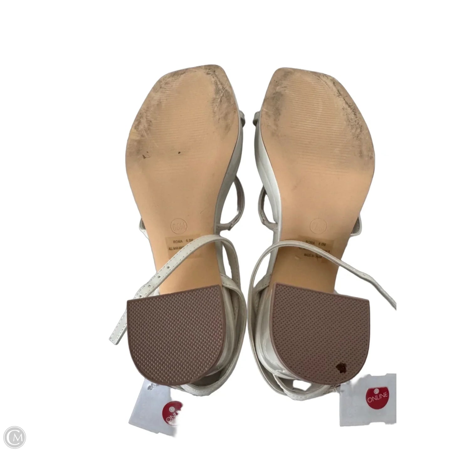 Sandals Heels Block By Cushionaire In Cream, Size: 6.5