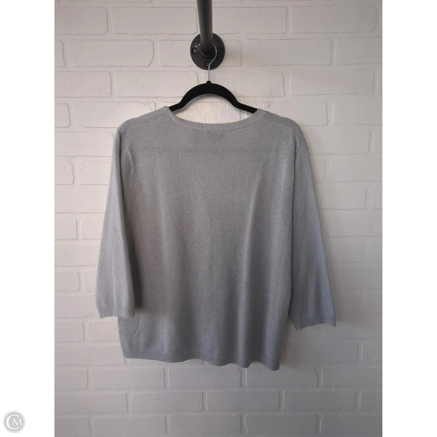 Sweater Cardigan By Hillard And Hanson In Silver, Size: Xl