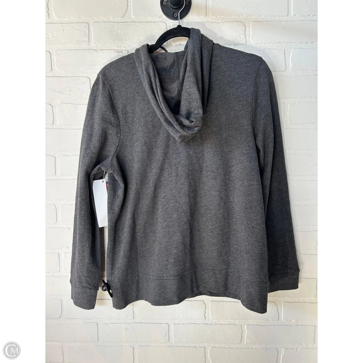 Sweatshirt Hoodie By Chicos In Grey & White, Size: M