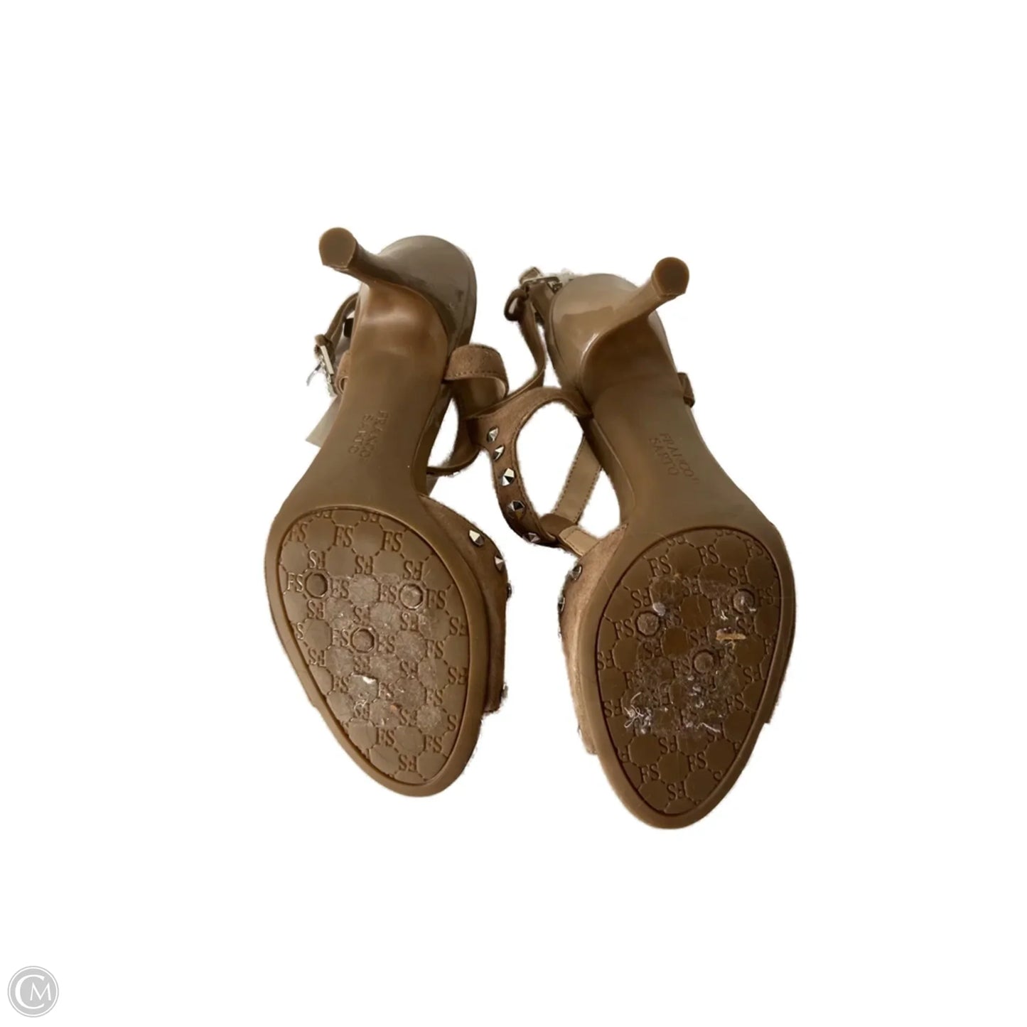 Sandals Heels Stiletto By Franco Sarto In Brown & Silver, Size: 7.5