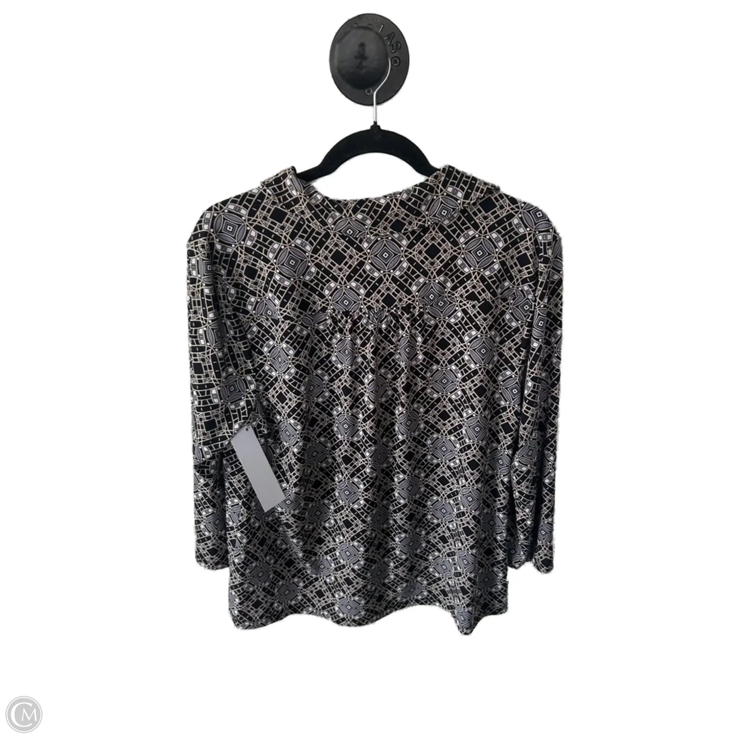 Top Long Sleeve By Charter Club In Black & Tan, Size: Xl