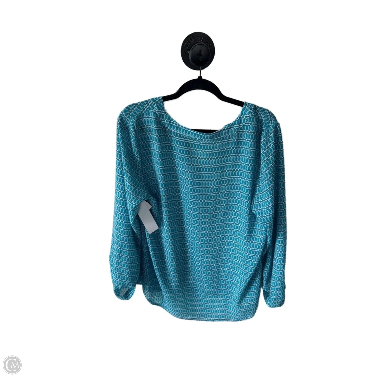 Top Long Sleeve By Caslon In Blue & White, Size: L