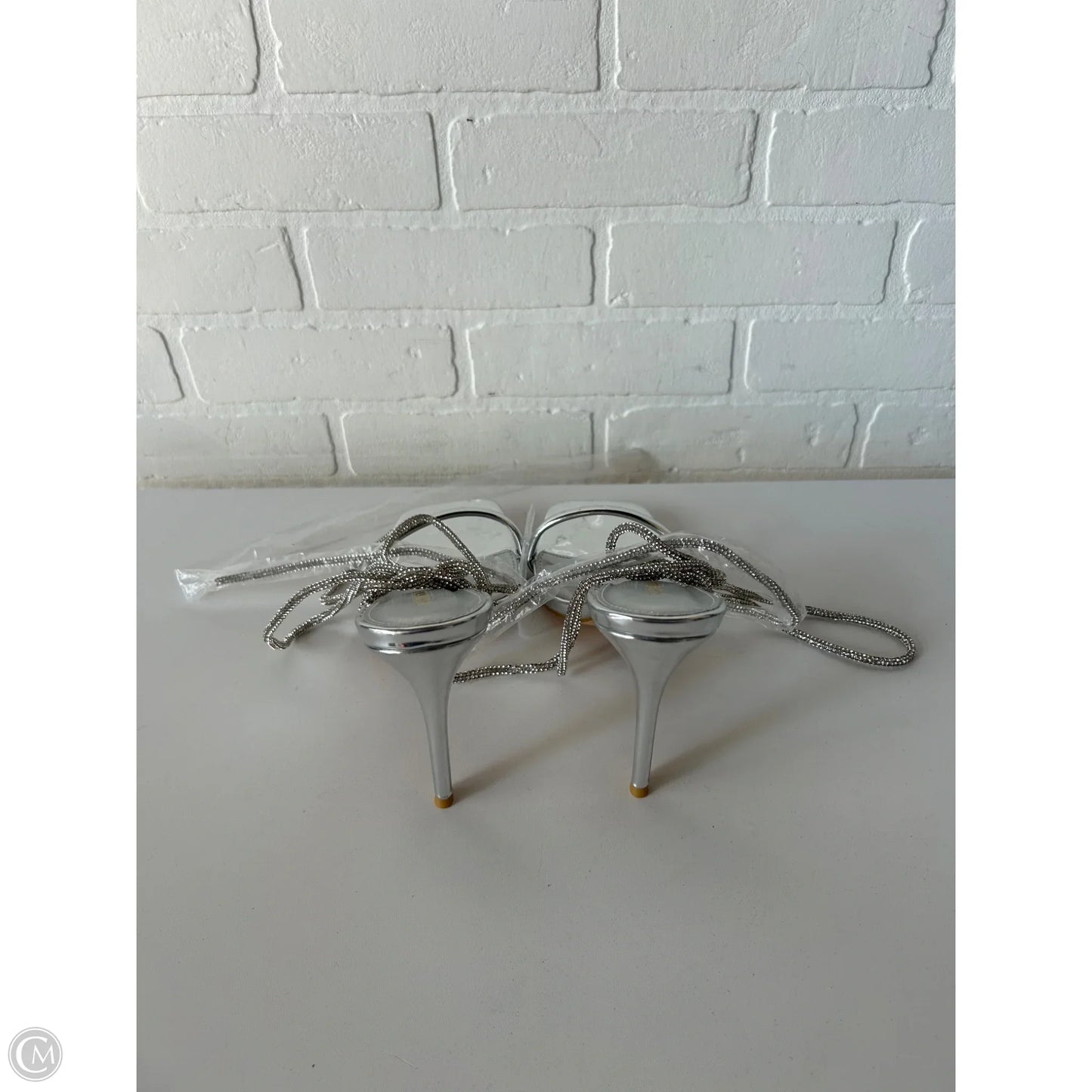 Sandals Heels Stiletto By Fashion Nova In Silver, Size: 11