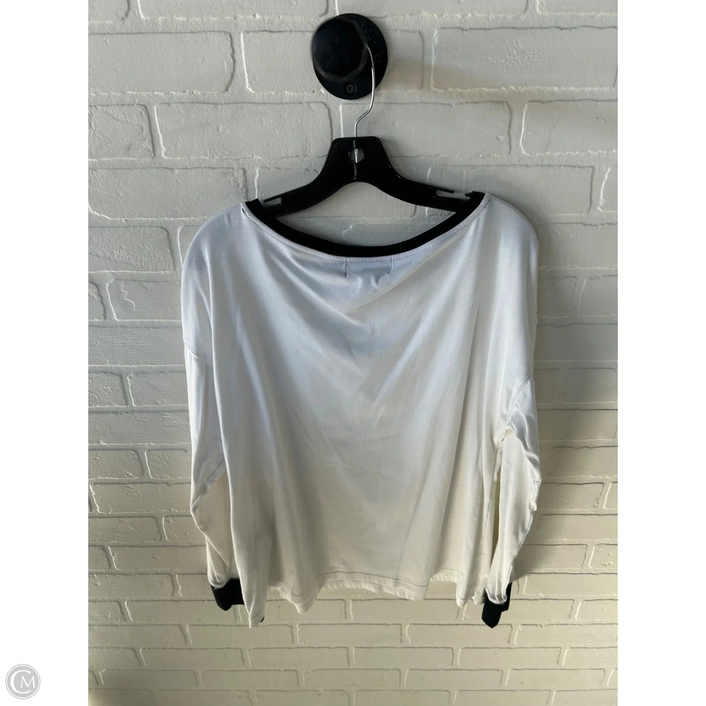 Athletic Top Long Sleeve Crewneck By Lauren By Ralph Lauren In Black & White, Size: Xl