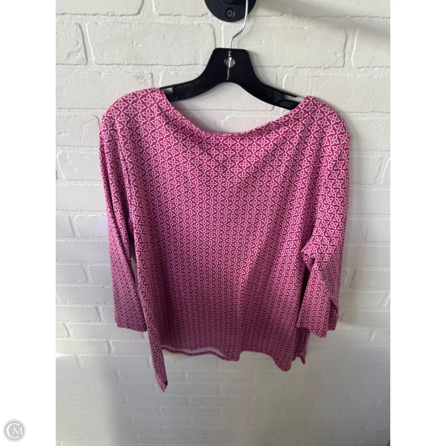Top 3/4 Sleeve By Croft And Barrow In Pink & White, Size: Xl