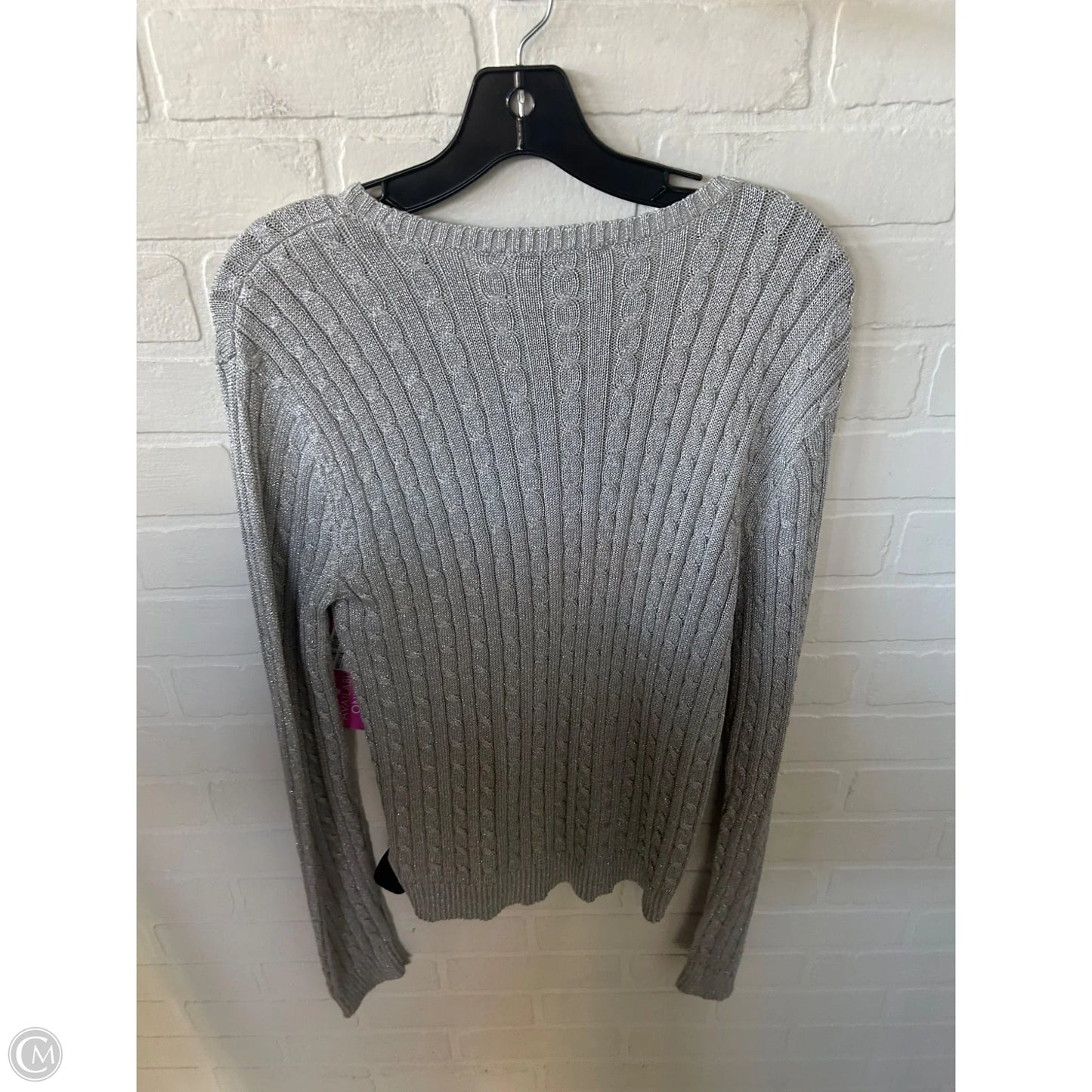Sweater By Lauren By Ralph Lauren In Silver, Size: Xl