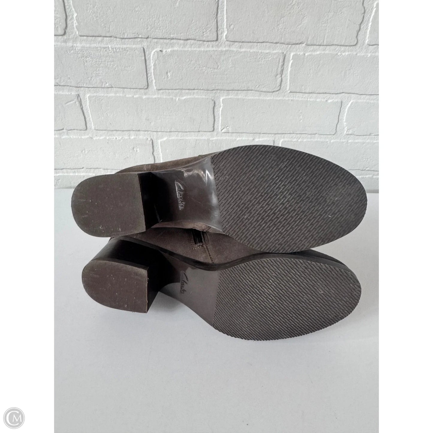 Boots Ankle Heels By Clarks In Brown, Size: 7.5