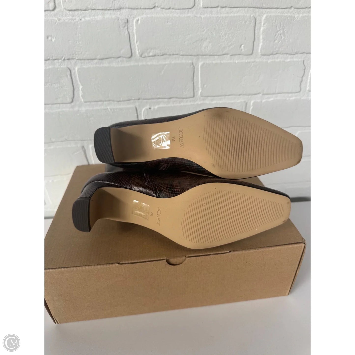 Boots Mid-calf Heels By J. Crew In Snakeskin Print, Size: 7.5