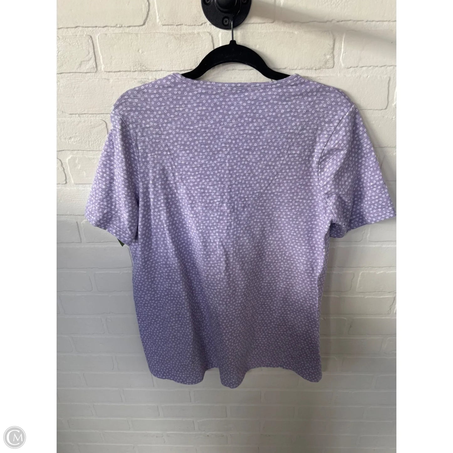 Top Short Sleeve By Chicos In Purple & White, Size: M