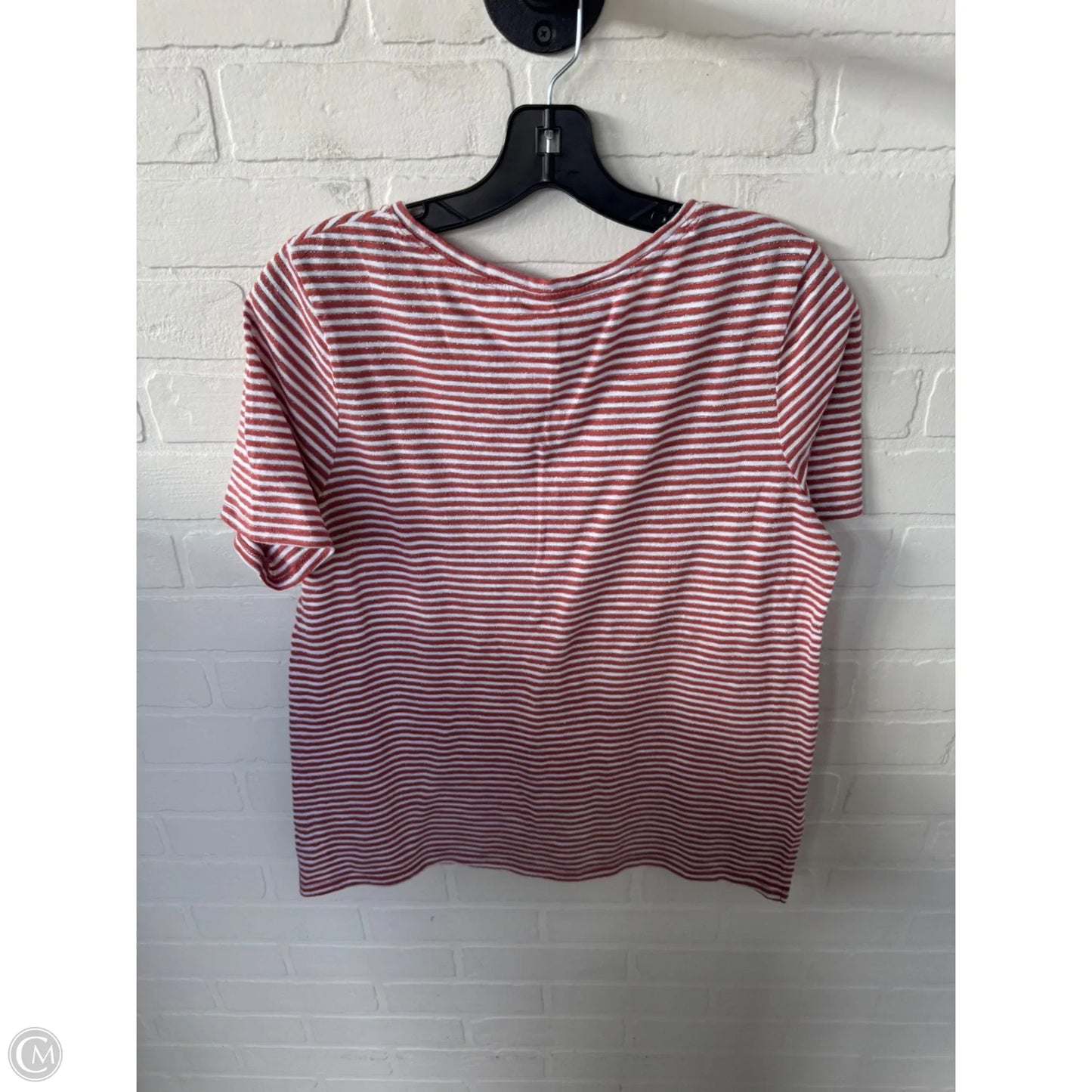 Top Short Sleeve By Chicos In Orange & White, Size: M