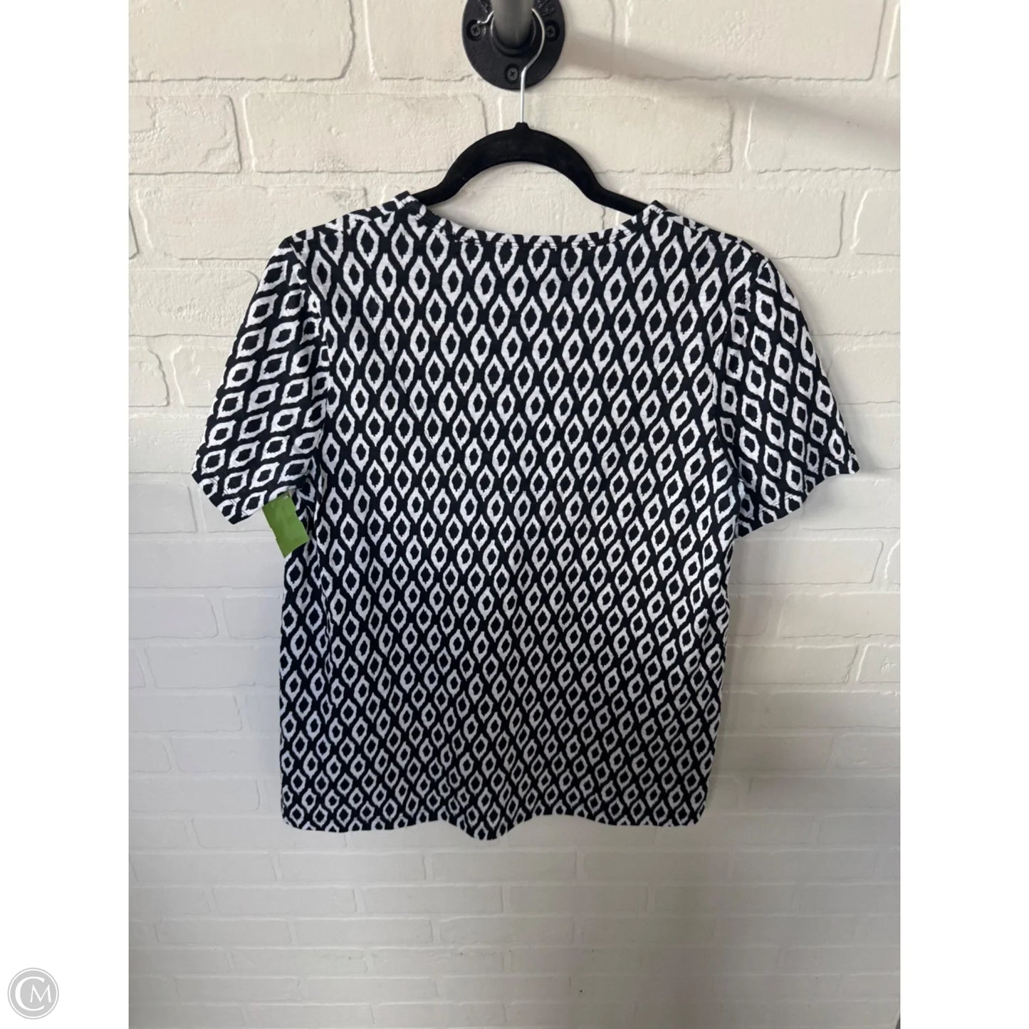 Top Short Sleeve By Chicos In Black & White, Size: M