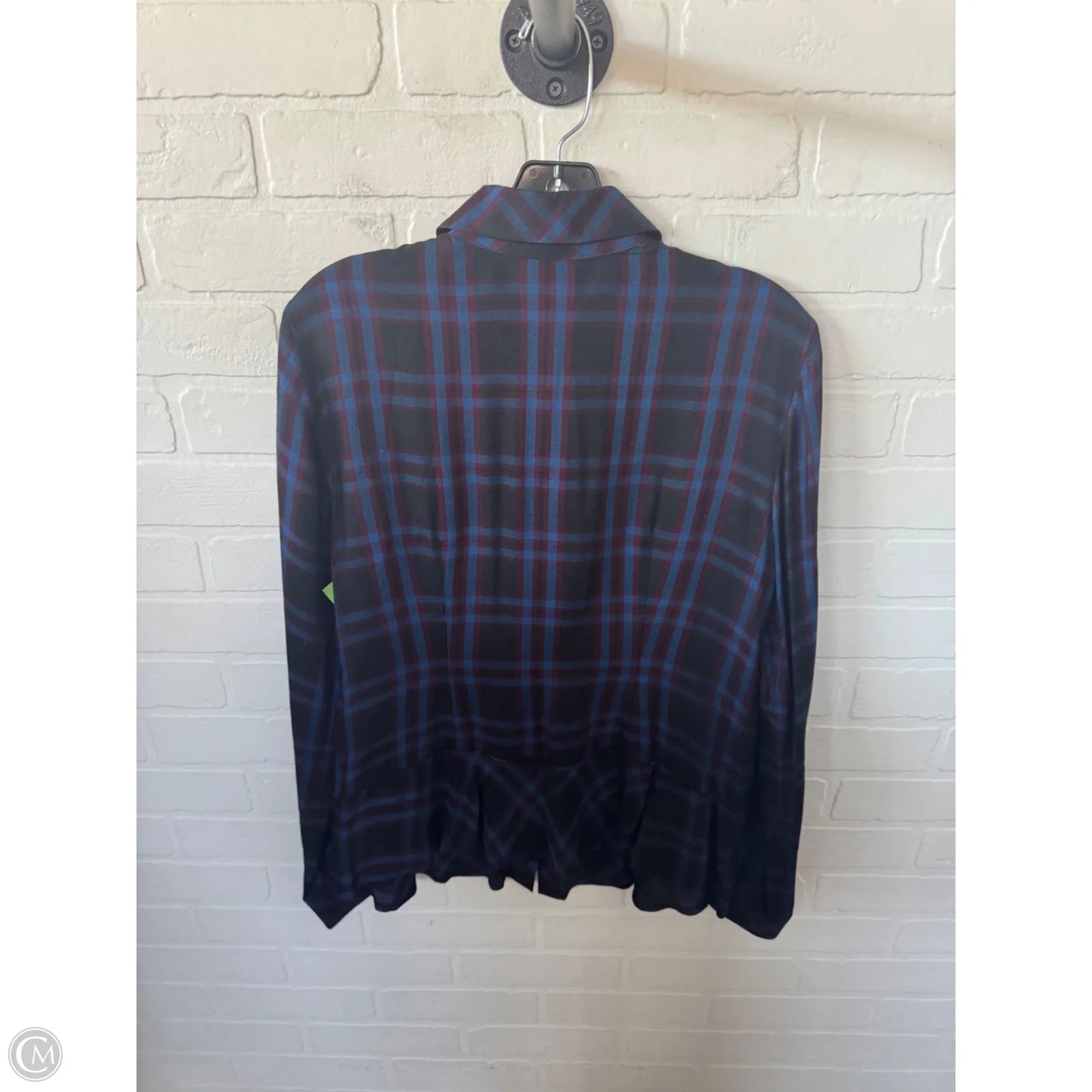 Blouse Long Sleeve By Cabi In Black & Blue, Size: S