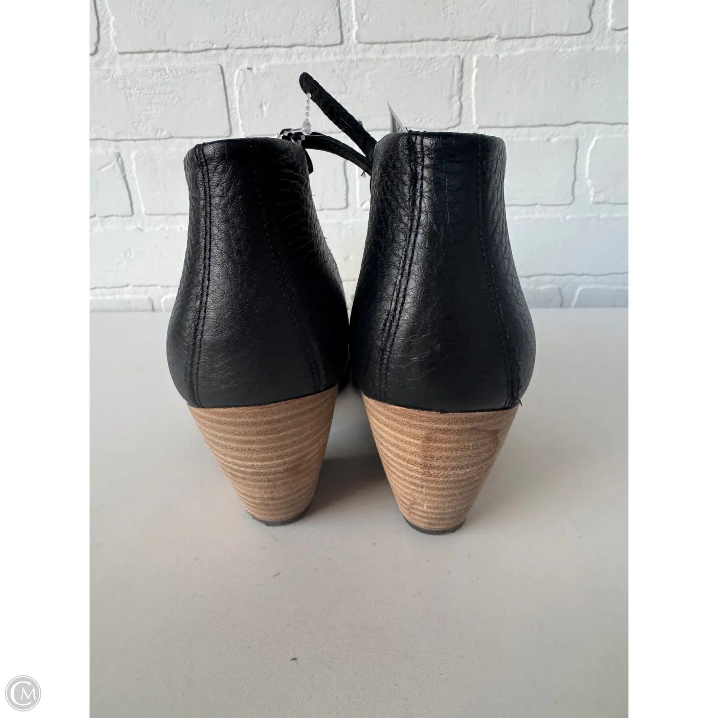 Boots Ankle Heels By Ecco In Black & Brown, Size: 11.5