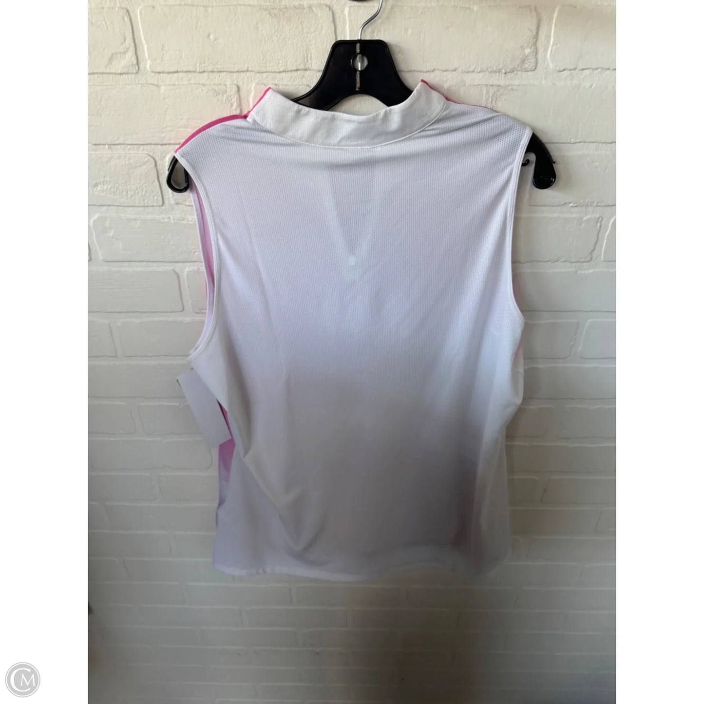 Athletic Top Short Sleeve By Adidas In Pink & White, Size: Xl