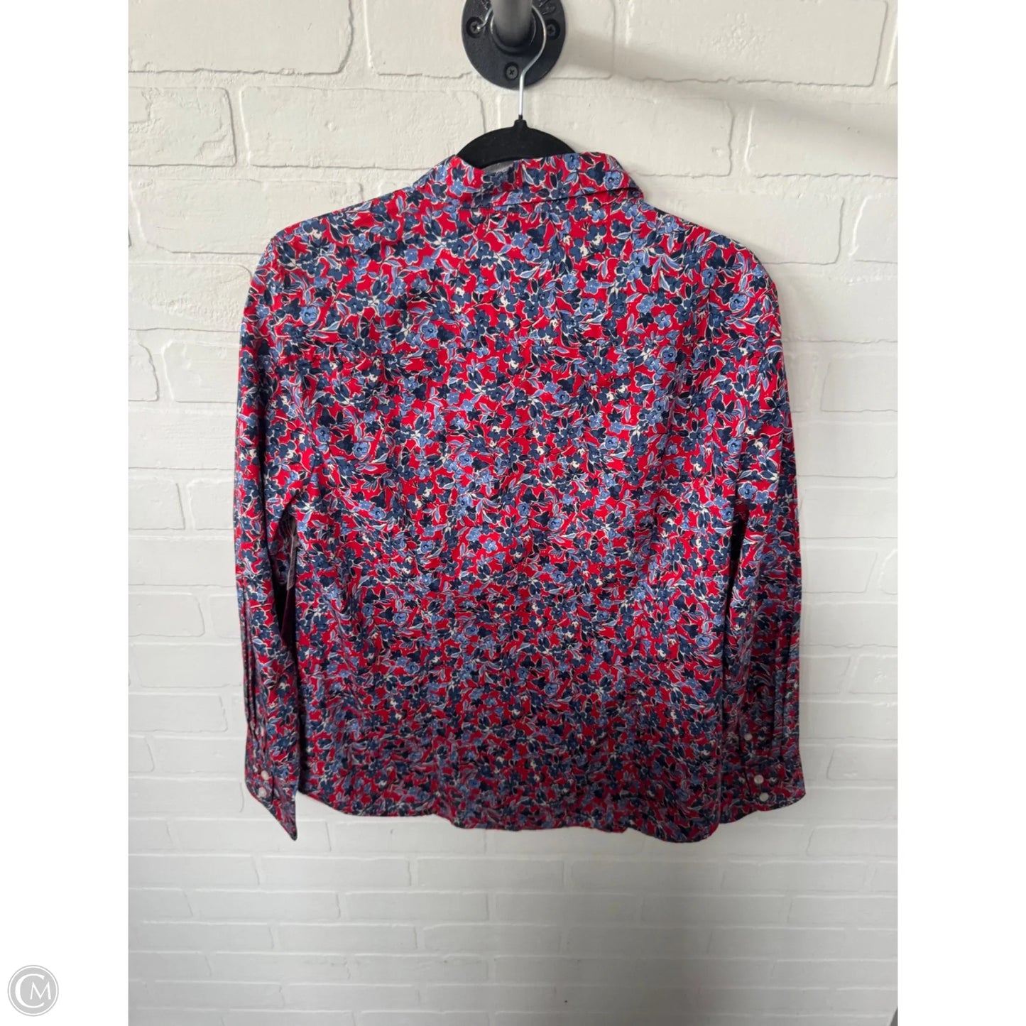 Blouse Long Sleeve By J. Crew In Red & White, Size: L