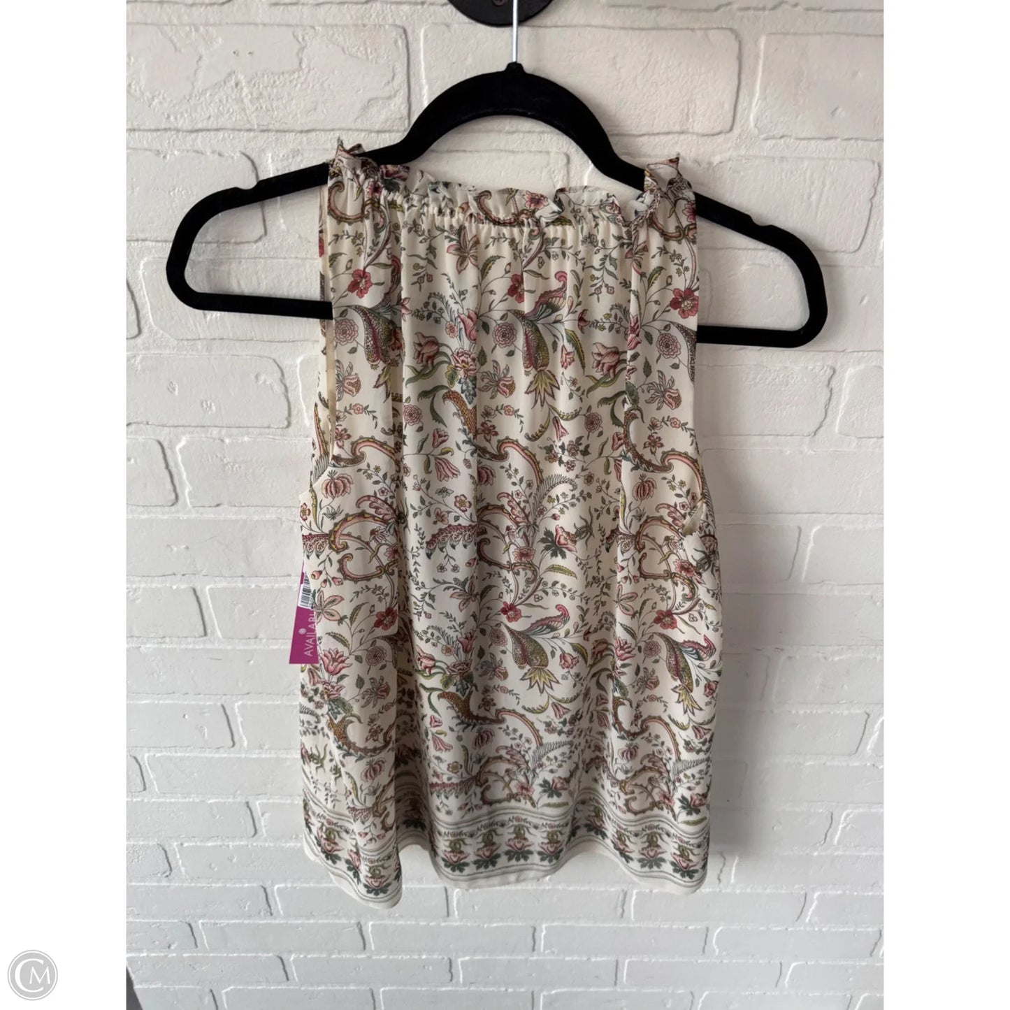 Blouse Sleeveless By Max Studio In Cream & Green, Size: Xs