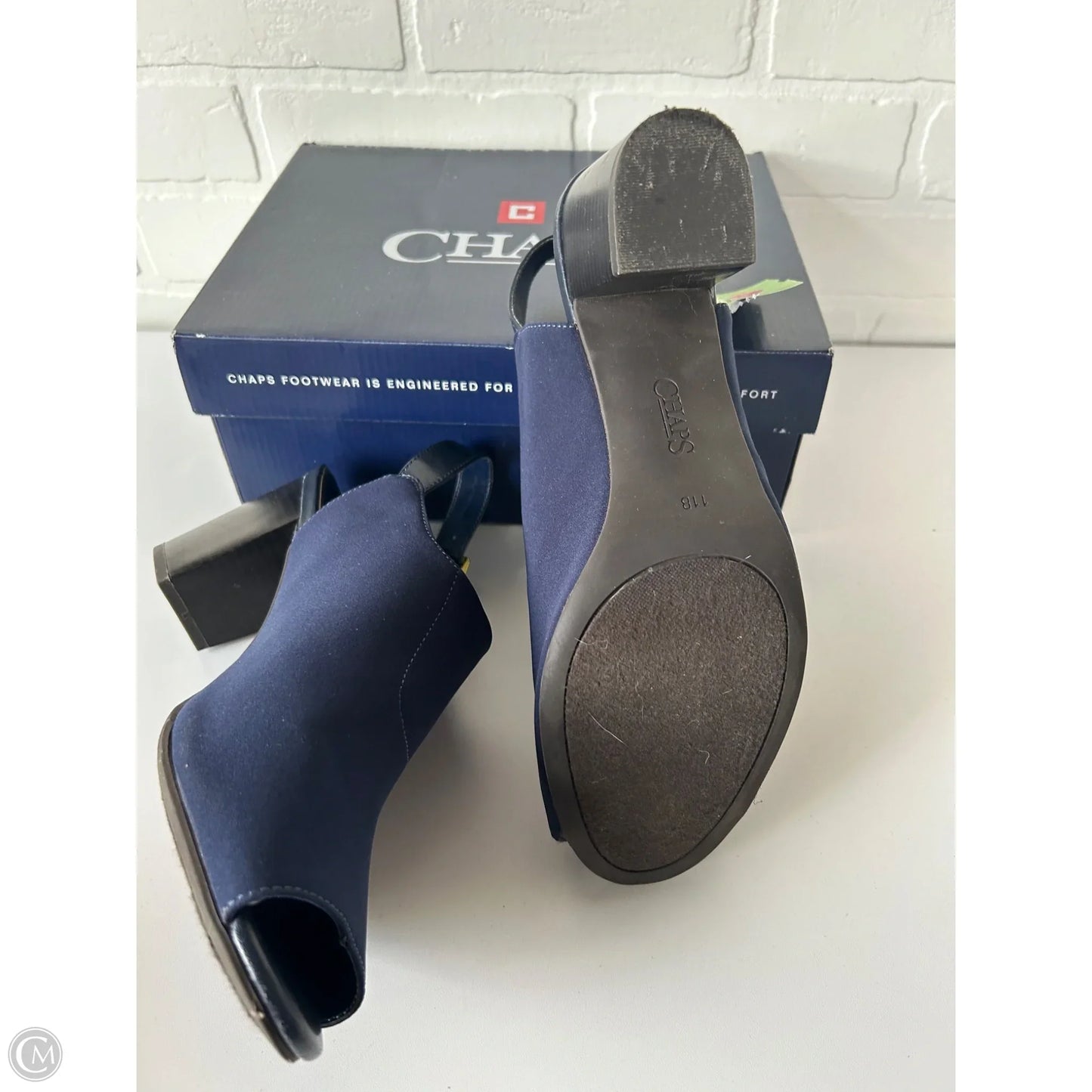 Sandals Heels Block By Chaps In Navy, Size: 11