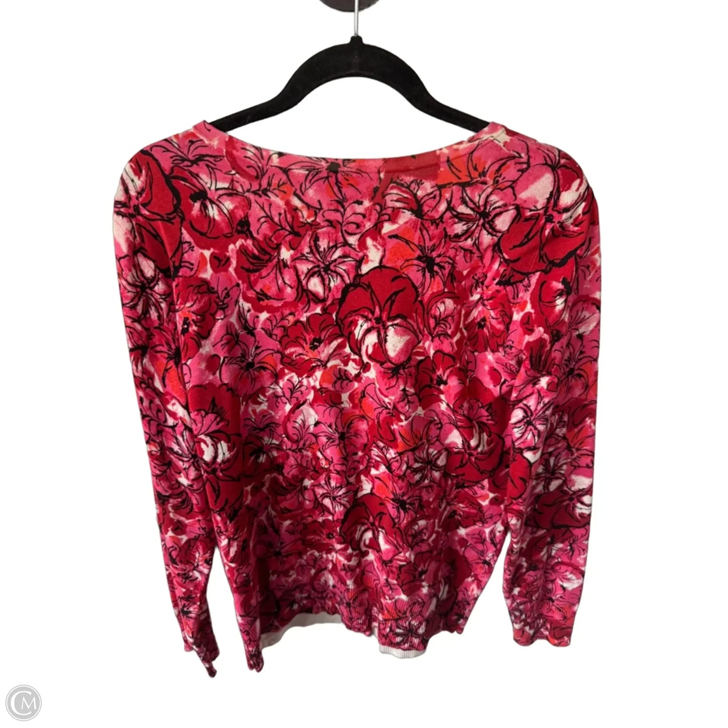 Sweater Cardigan By Amber Sun In Pink & Red, Size: L