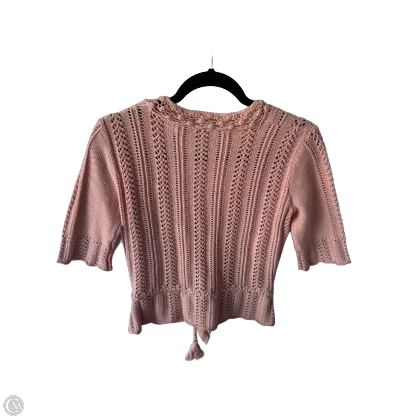 Sweater Short Sleeve By Moda Intl In Peach, Size: S