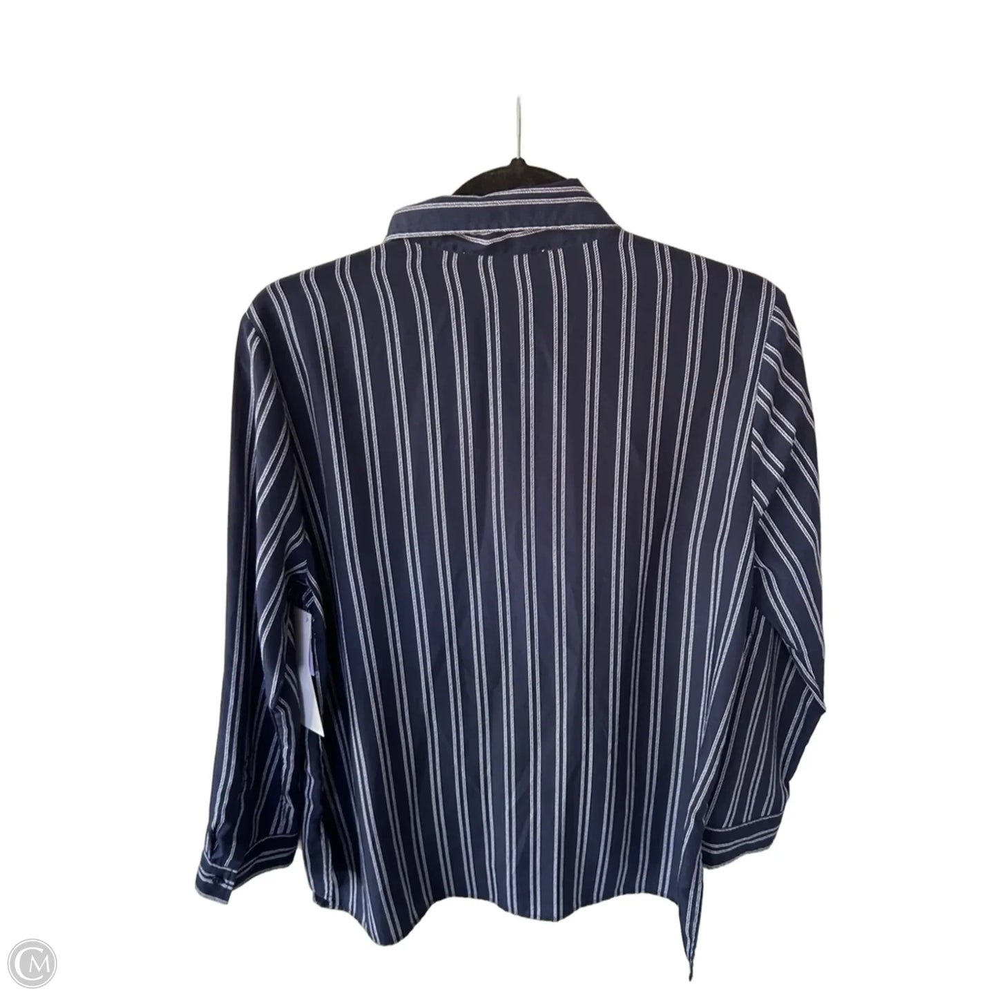 Blouse Long Sleeve By Michael By Michael Kors In Blue & White, Size: Lp