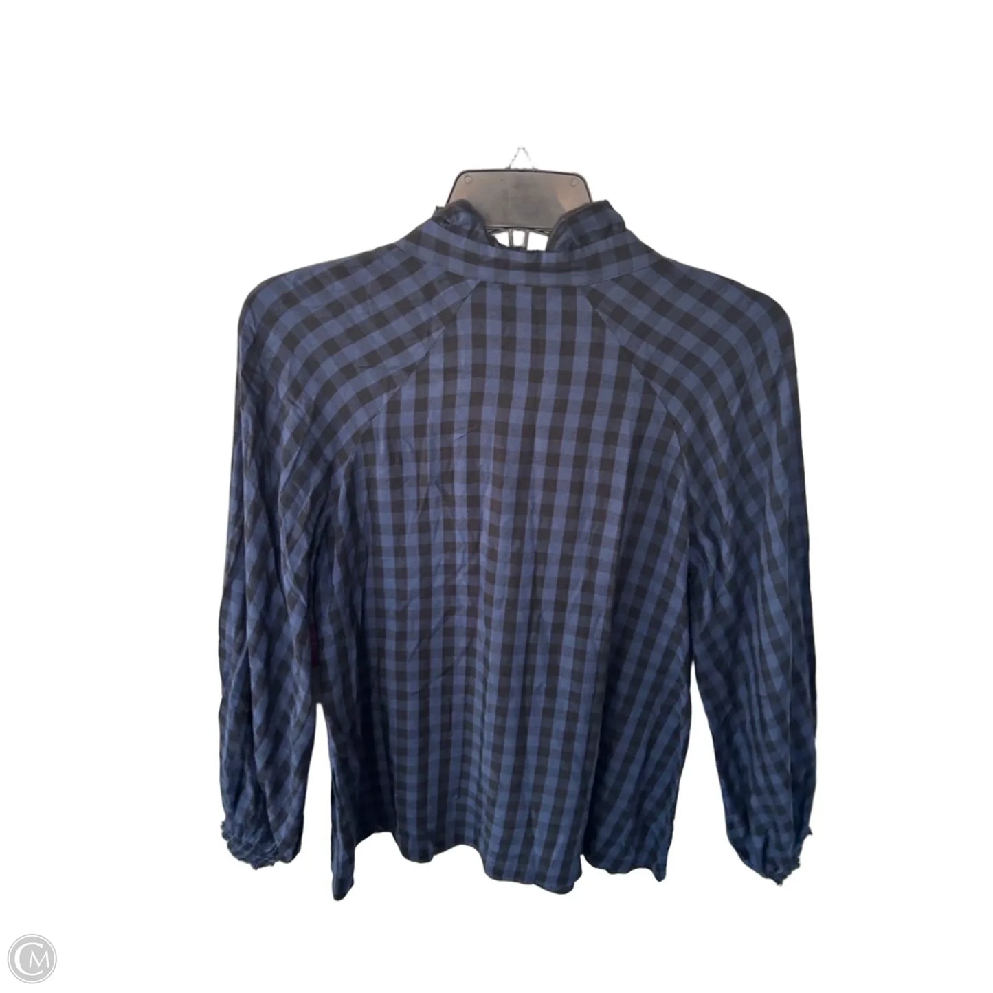 Blouse Long Sleeve By Cabi In Black & Blue, Size: Xs