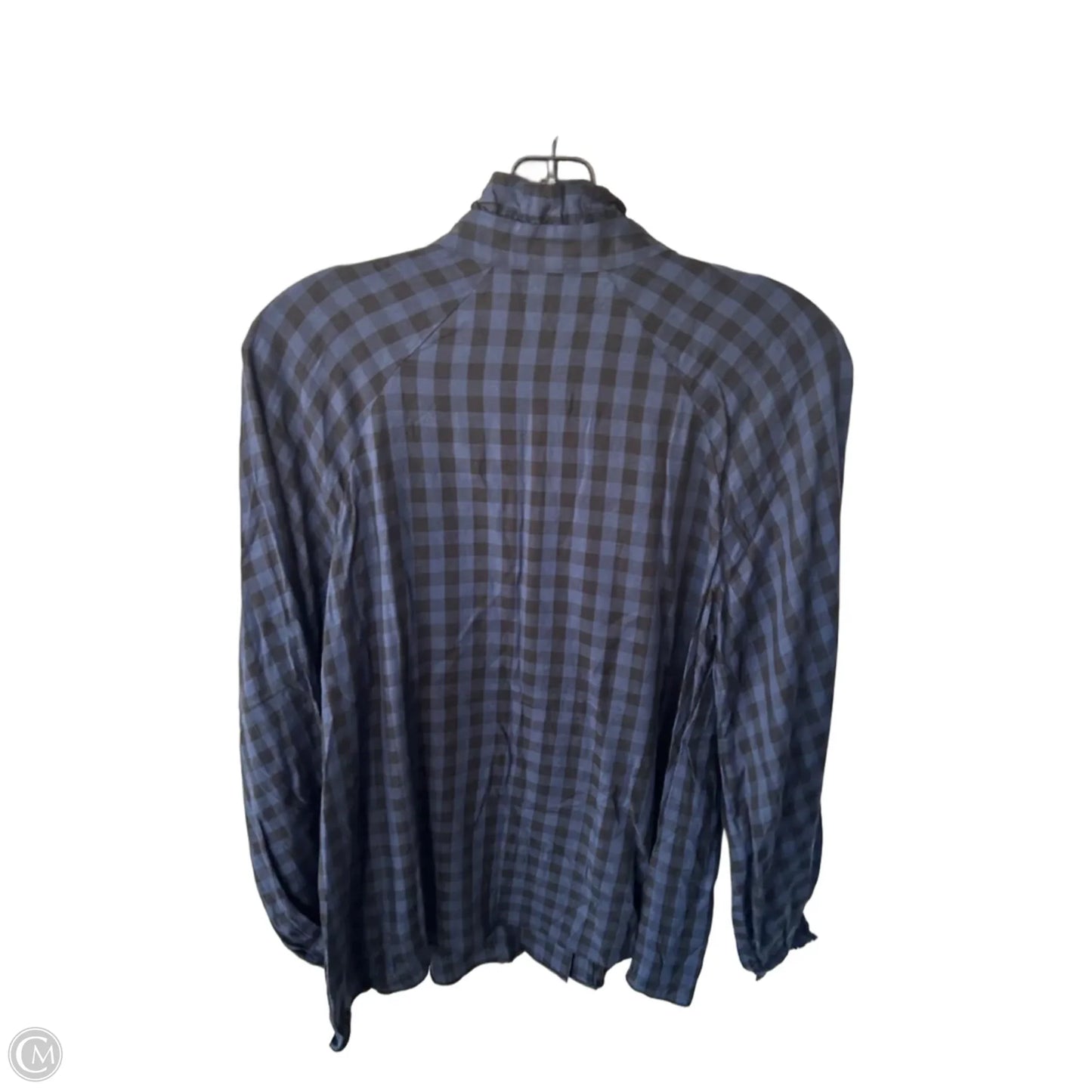 Blouse Long Sleeve By Cabi In Black & Blue, Size: S