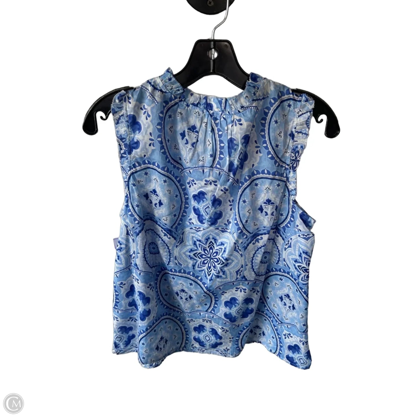 Blouse Sleeveless By Talbots In Blue & White, Size: Mp