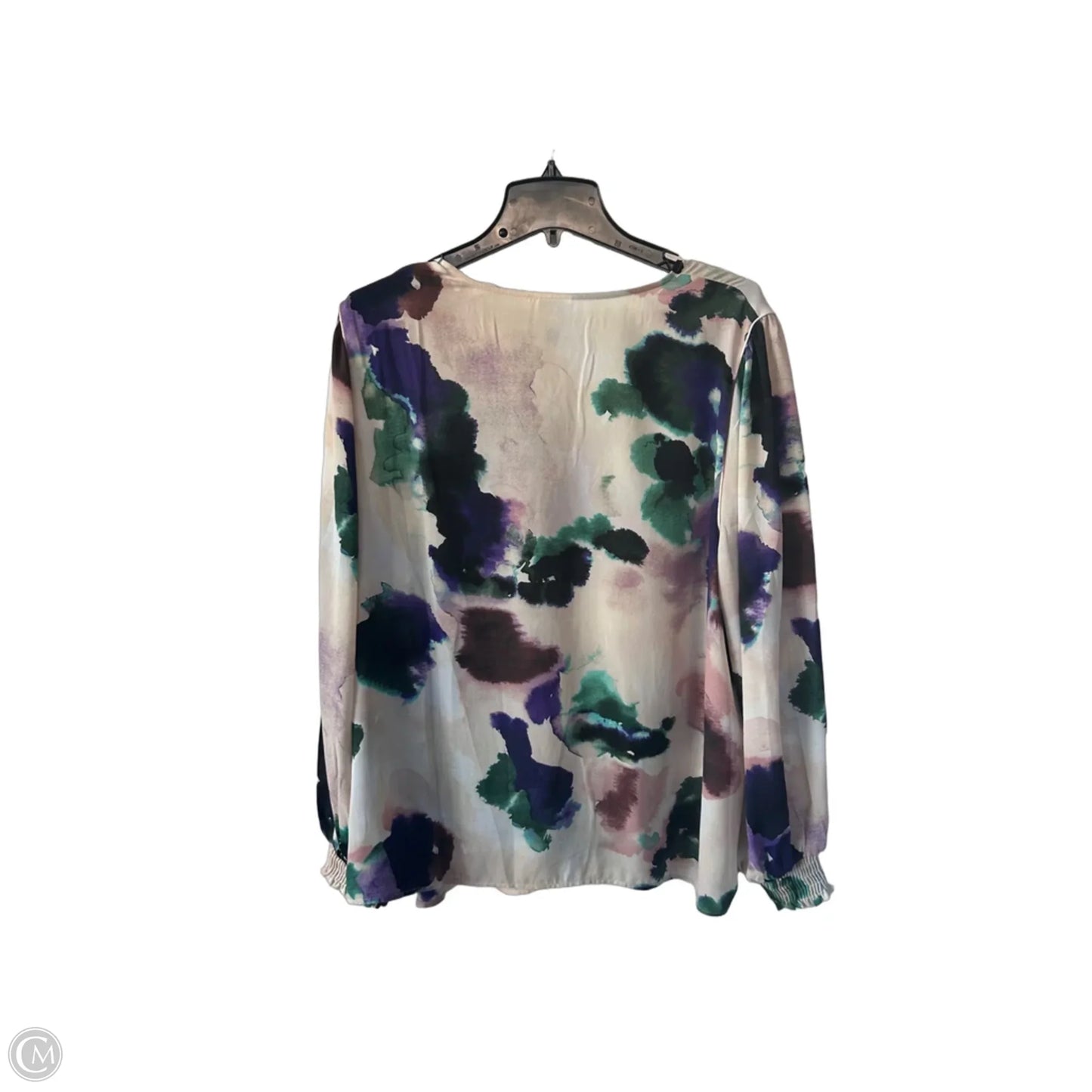 Blouse Long Sleeve By Cabi In Cream & Purple, Size: Xxl