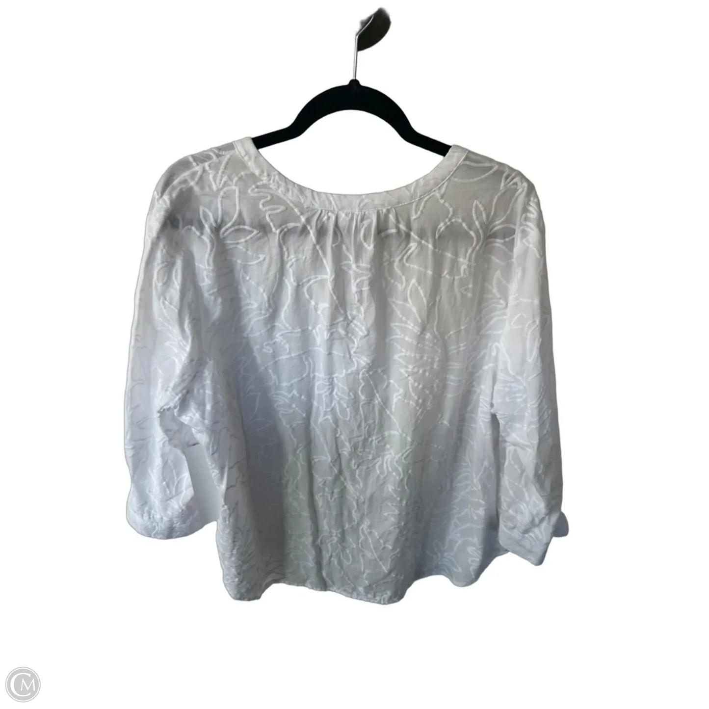 Blouse 3/4 Sleeve By J. Jill In White, Size: Xl
