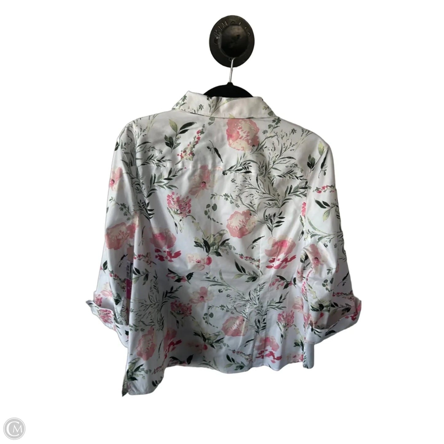 Blouse 3/4 Sleeve By Investments In Pink & White, Size: 1x