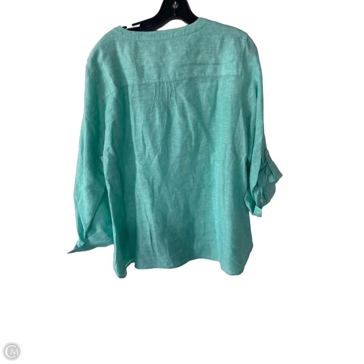 Blouse 3/4 Sleeve By Talbots In Green, Size: 1x
