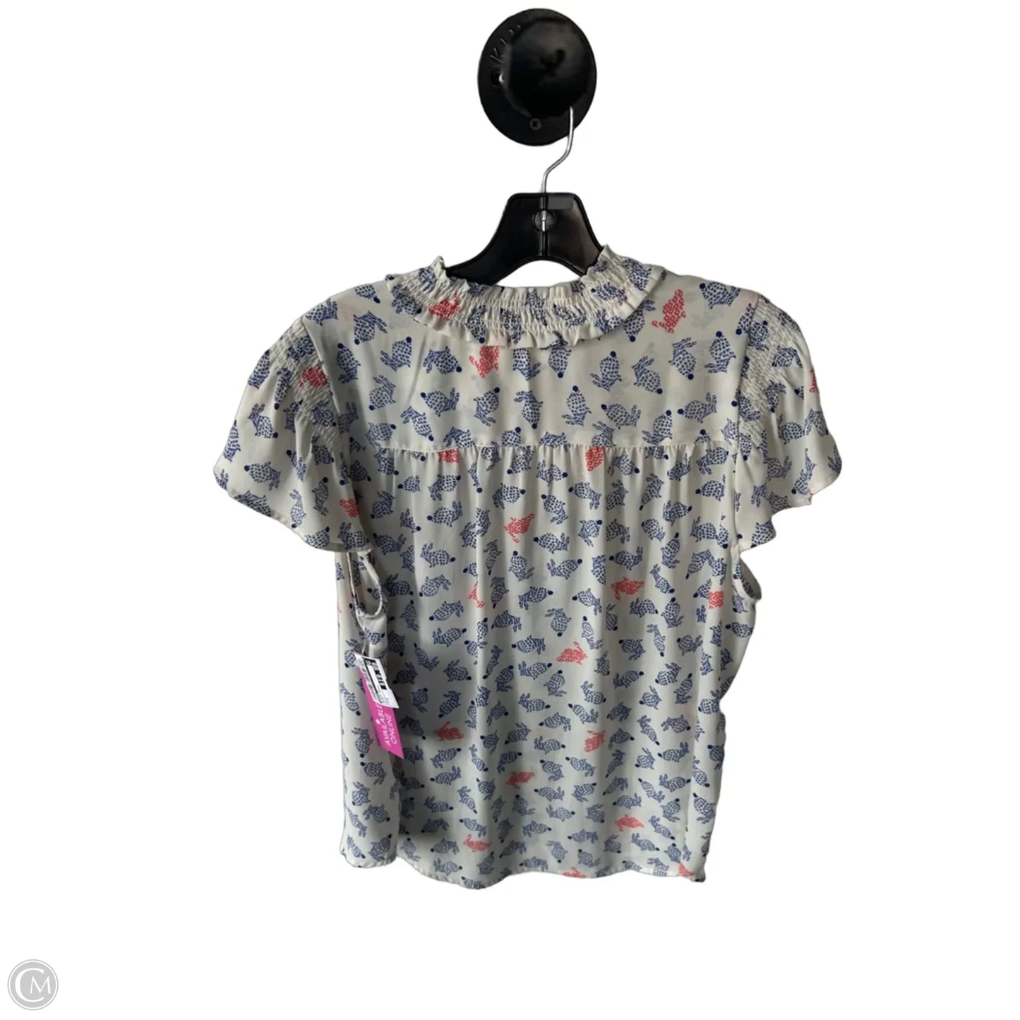 Blouse Short Sleeve By Maeve In Cream & Orange, Size: M