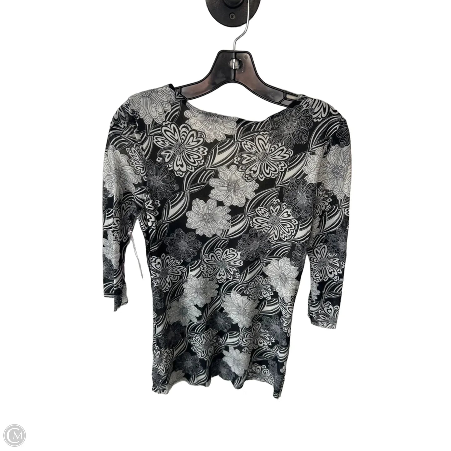 Tunic 3/4 Sleeve By Cabi In Black & Cream, Size: L