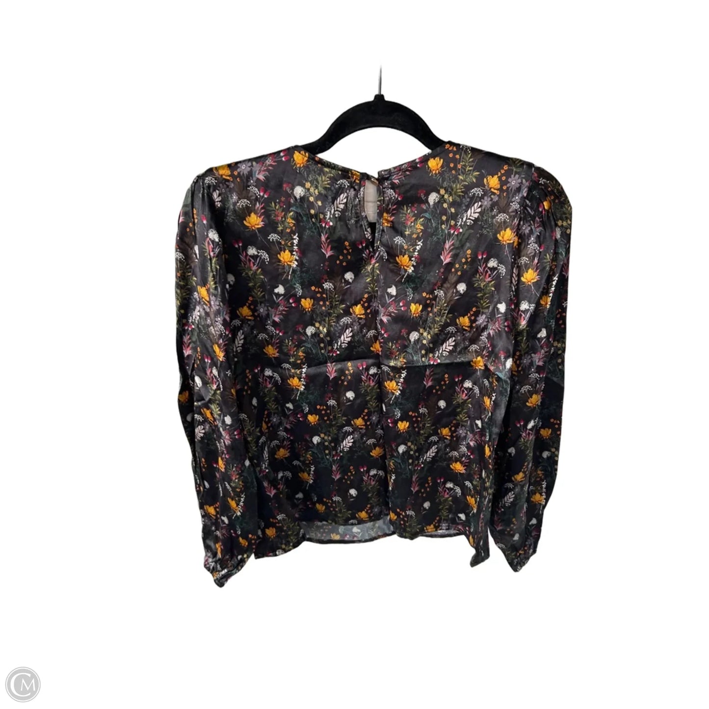 Blouse Long Sleeve By Cmc In Black & Yellow, Size: S