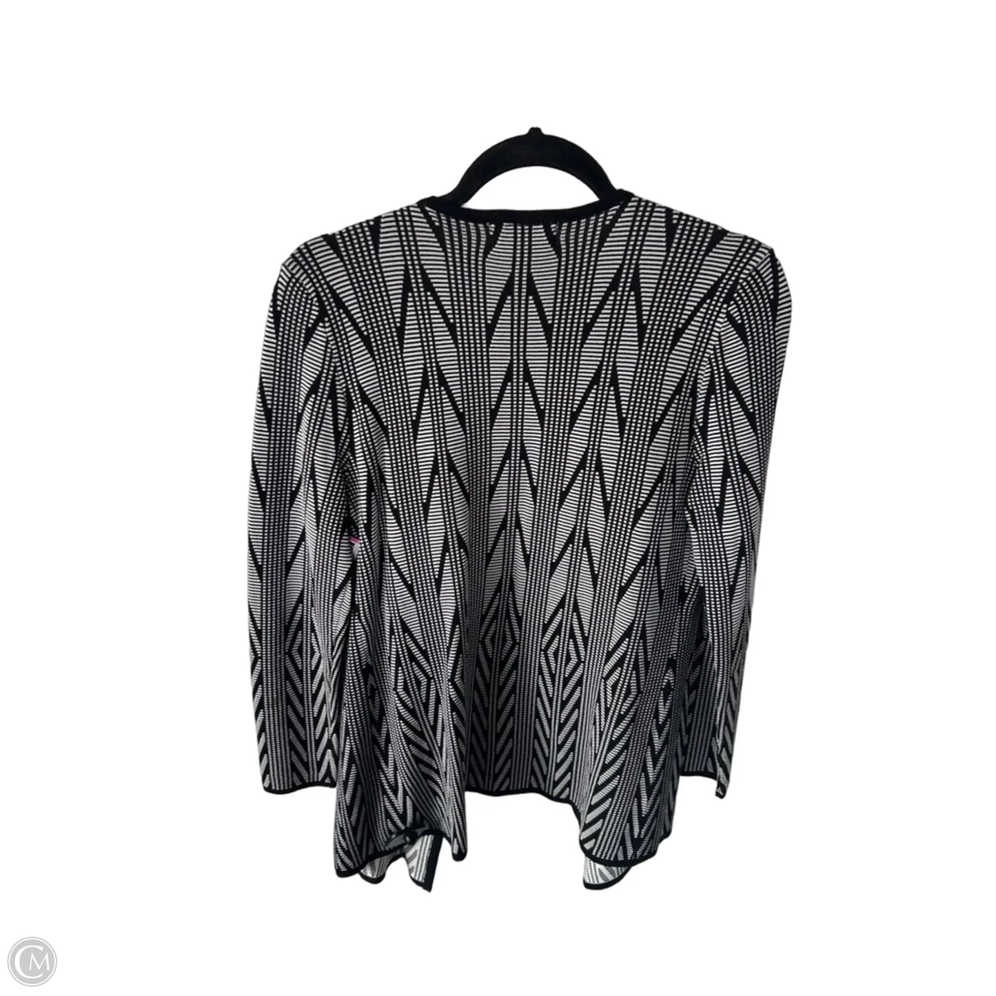 Sweater Cardigan By Calvin Klein In Black & White, Size: M
