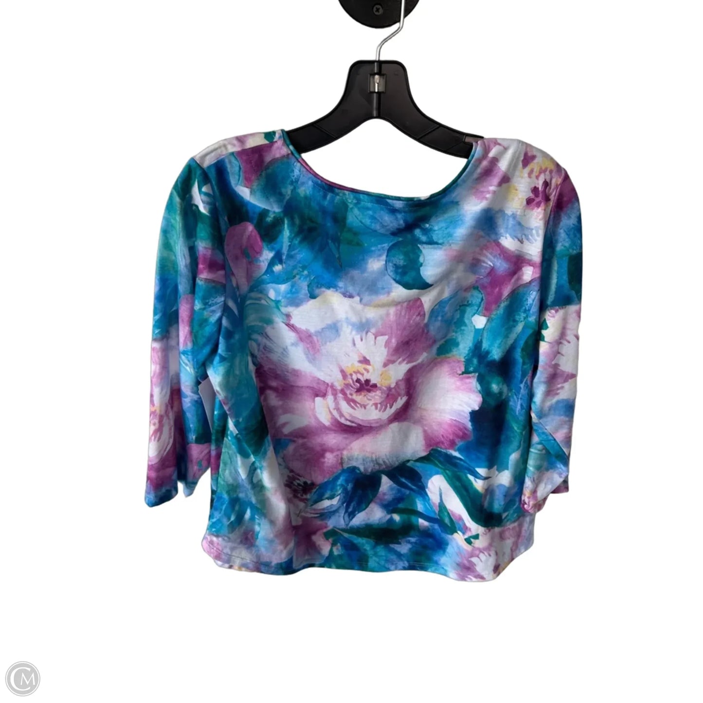 Top 3/4 Sleeve By Allison Daley In Blue & Pink, Size: Lp