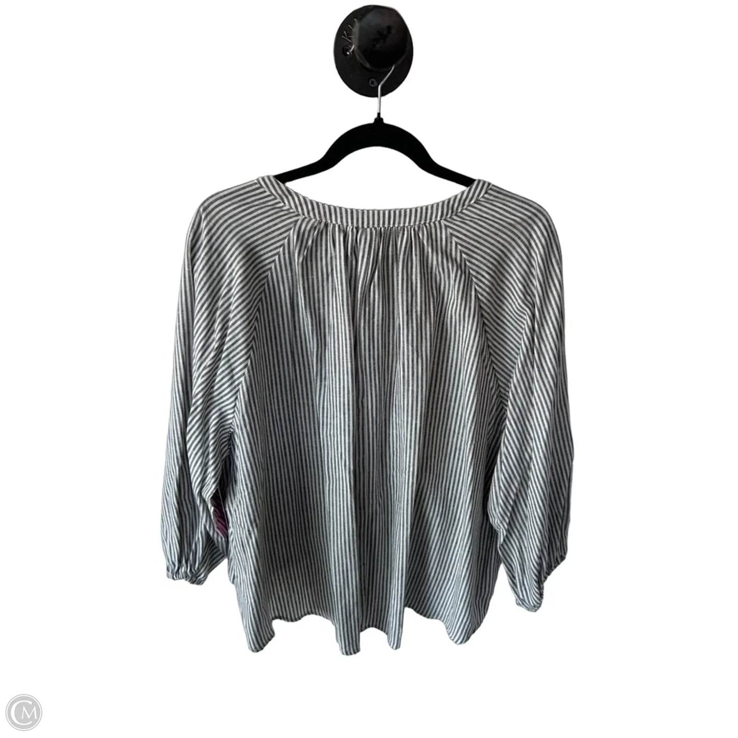 Blouse Long Sleeve By A New Day In Grey & White, Size: M