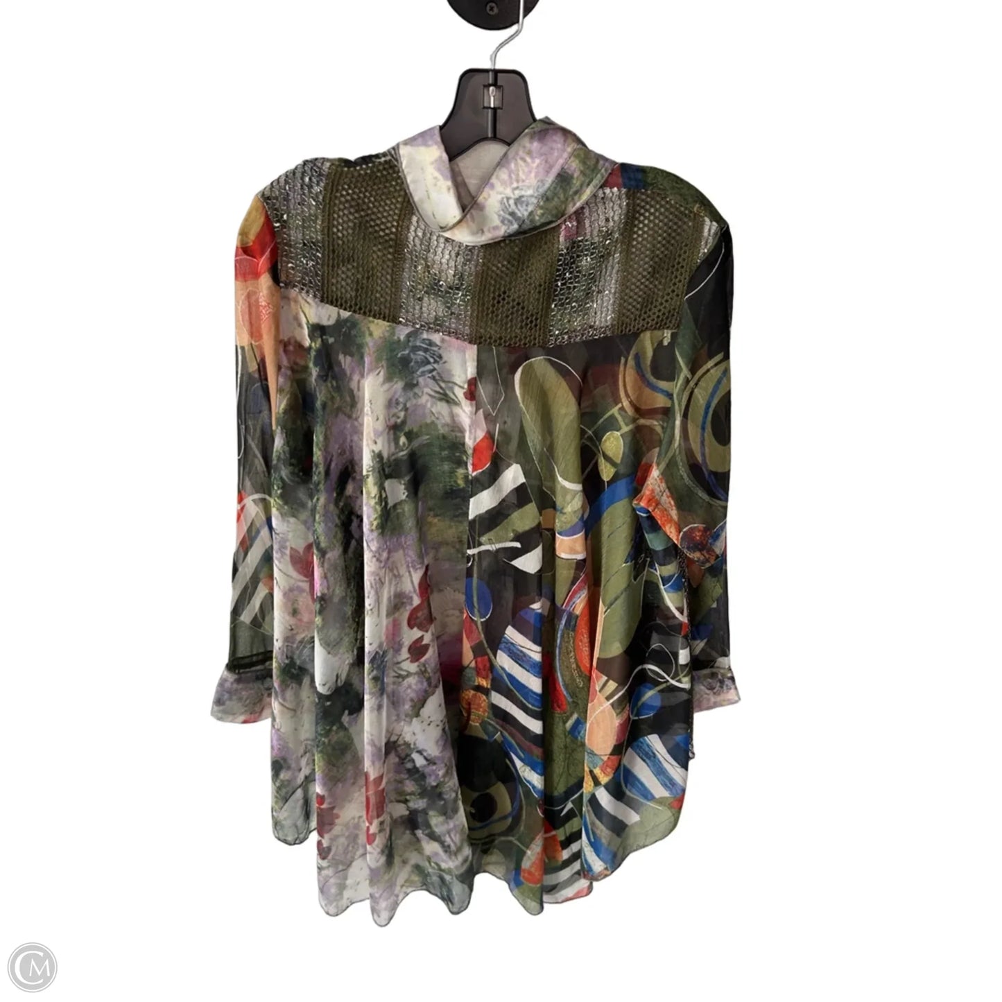 Tunic Long Sleeve By Clothes Mentor In Green & Orange, Size: L