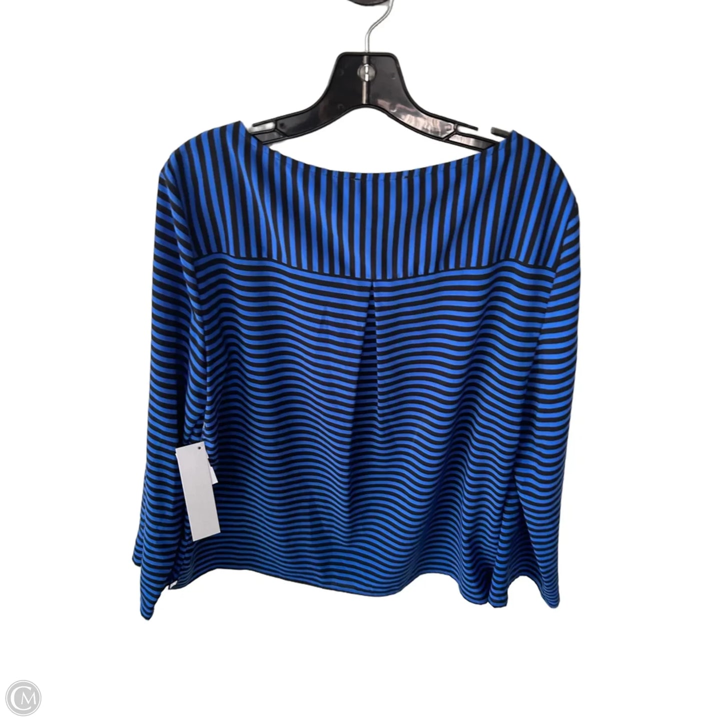 Top Long Sleeve By Calvin Klein In Black & Blue, Size: Xl