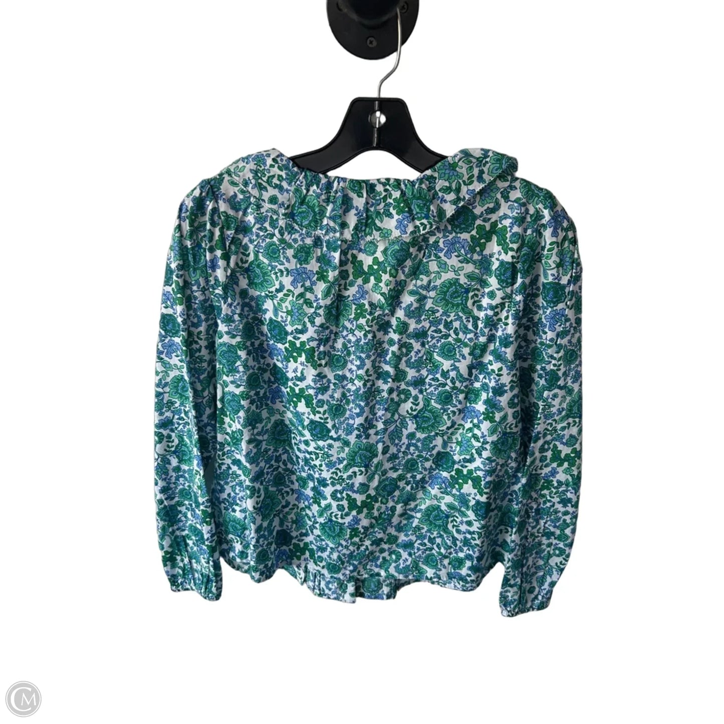 Blouse Long Sleeve By Talbots In Green & White, Size: Sp