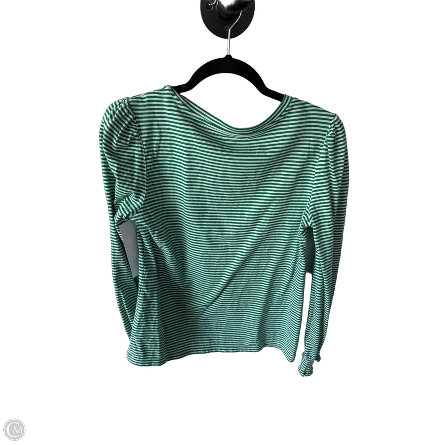 Top Long Sleeve By Talbots In Green & White, Size: S