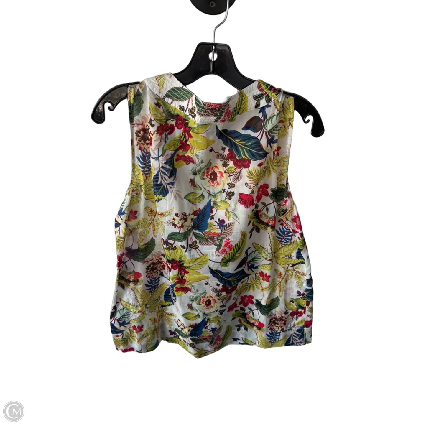 Blouse Sleeveless By Talbots In White & Yellow, Size: L