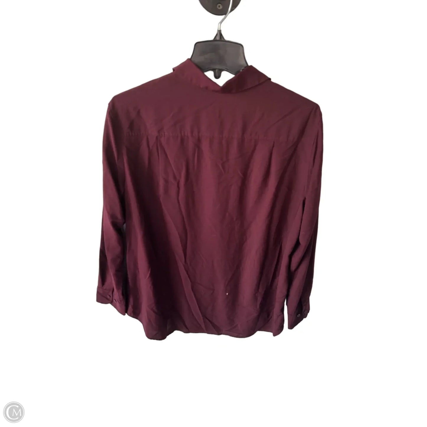 Blouse Long Sleeve By Uniqlo In Maroon, Size: L