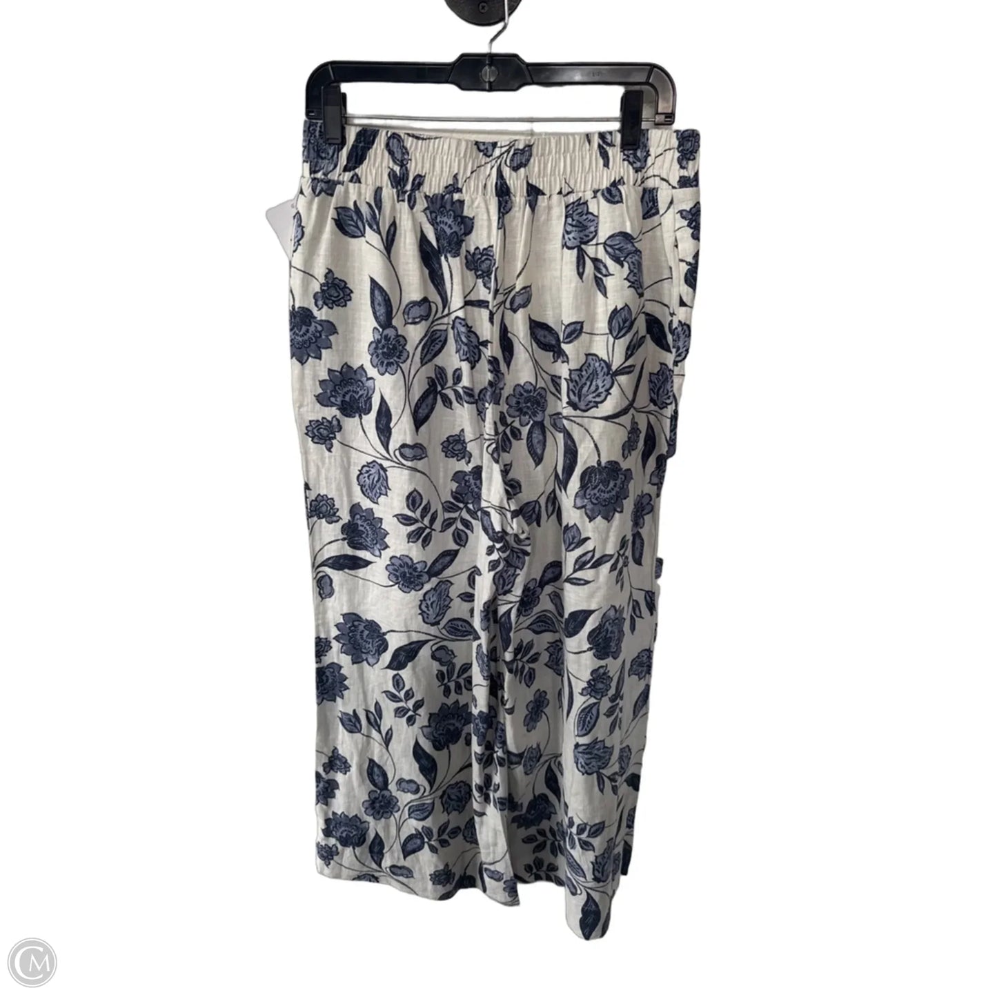 Pants Linen By Ella Moss In Blue & Cream, Size: M