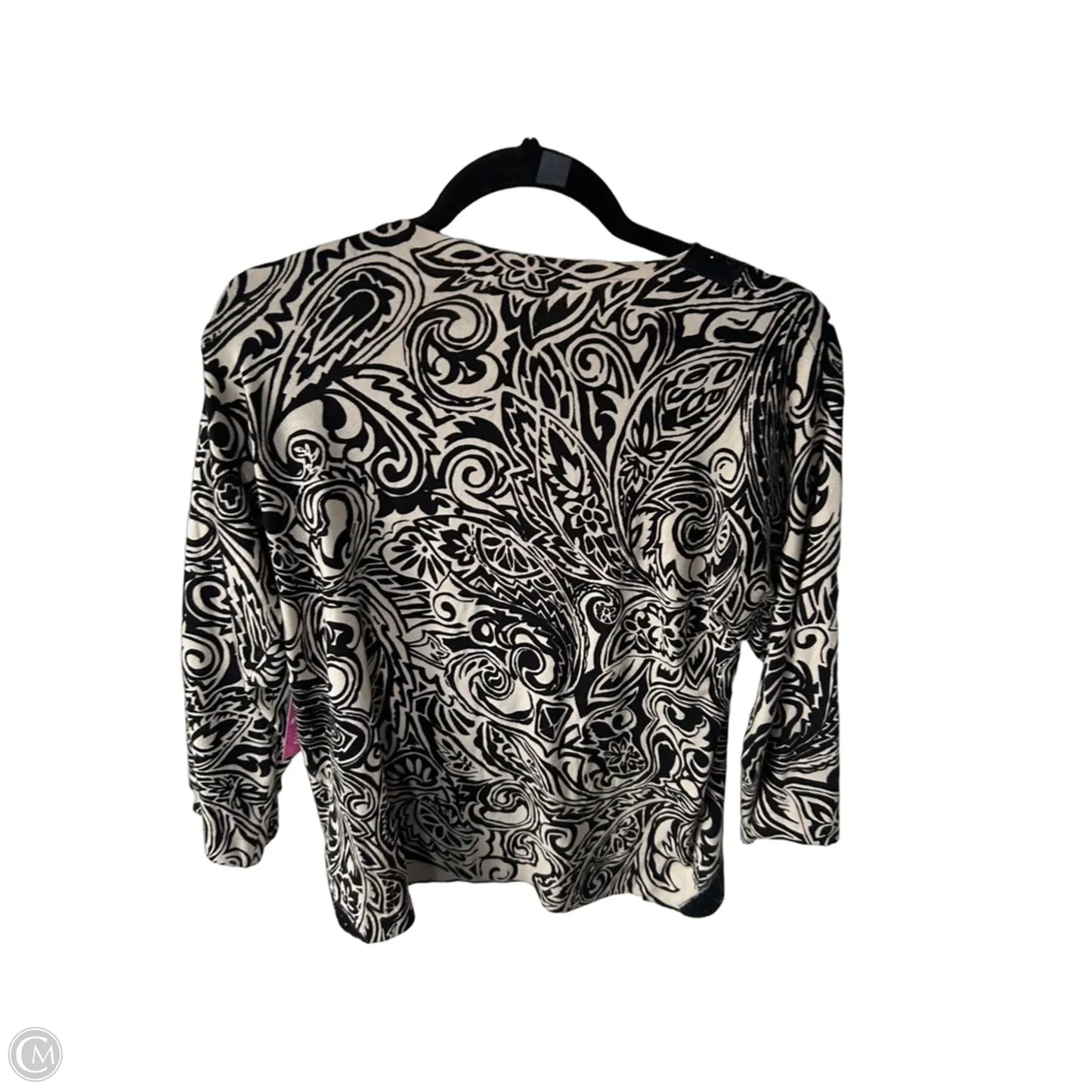 Sweater Cardigan By Chicos In Black & Cream, Size: M