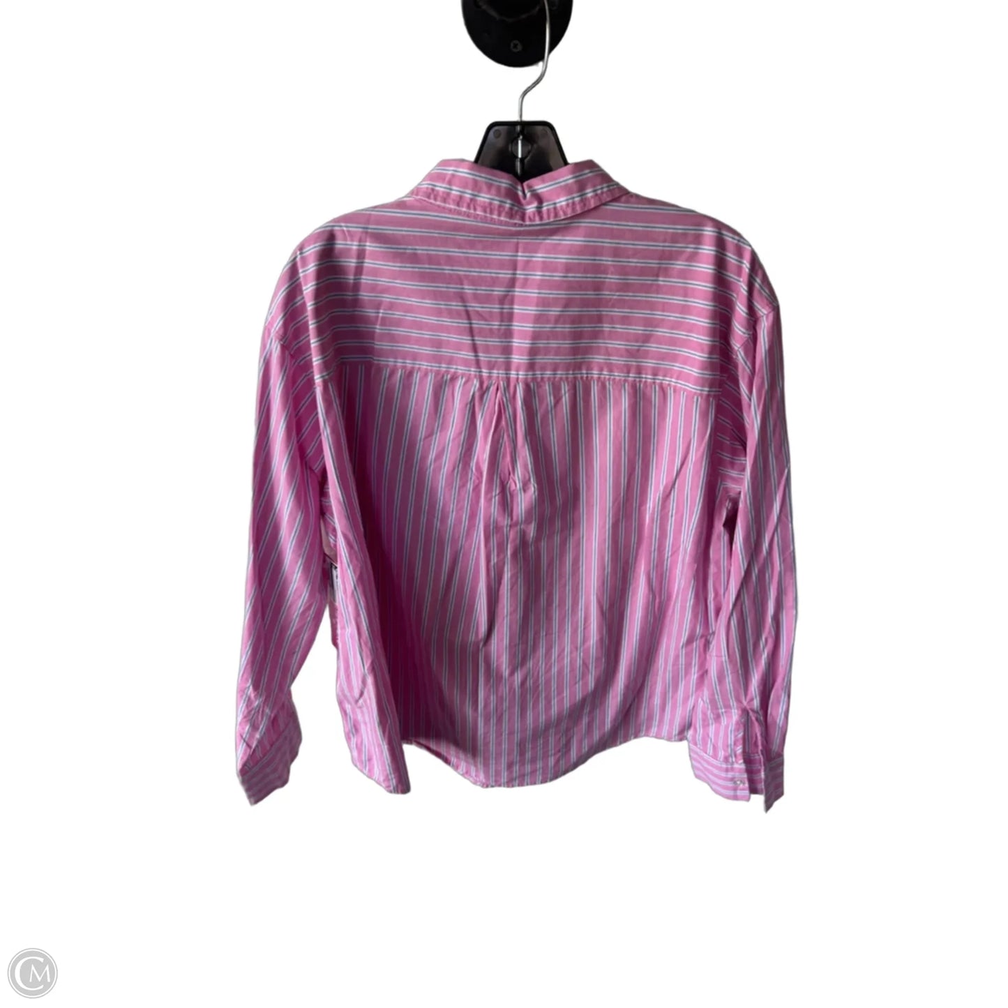 Blouse Long Sleeve By Maurices In Pink & White, Size: L