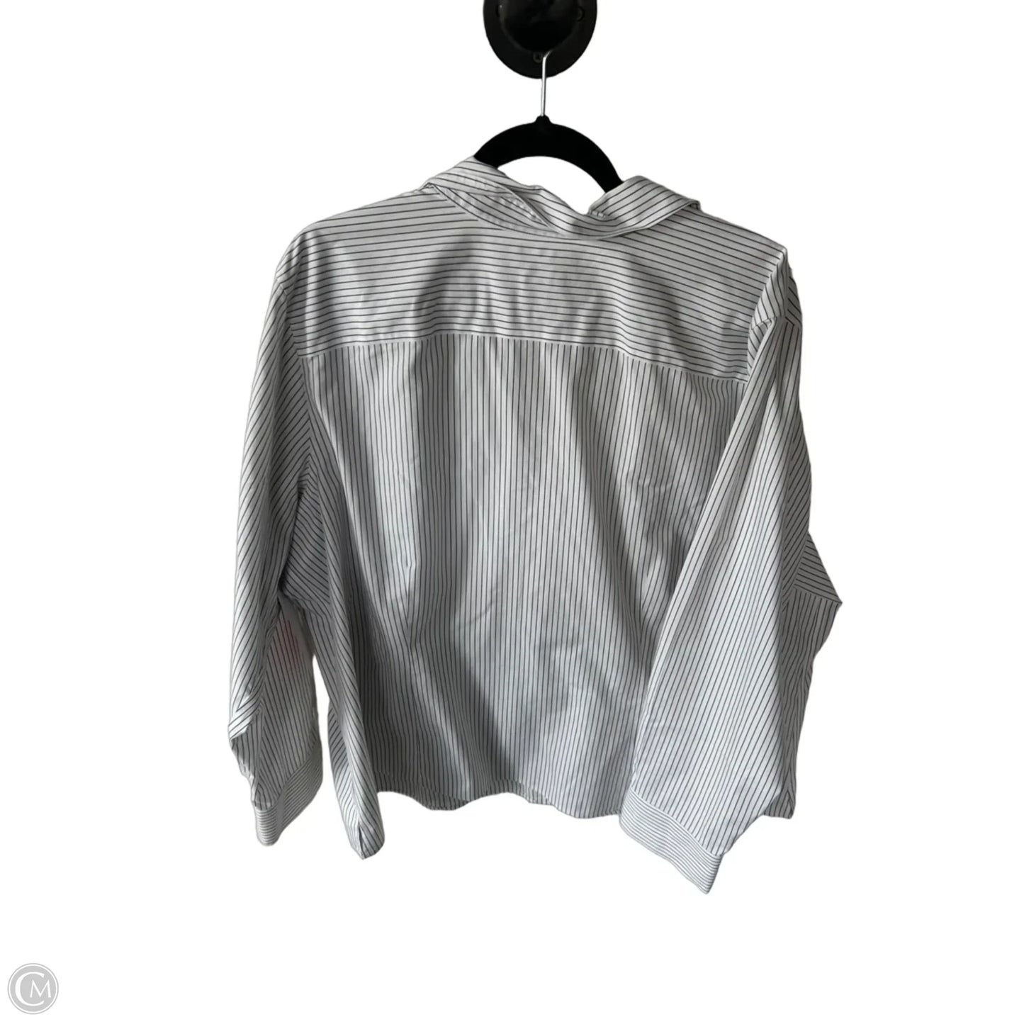 Blouse Long Sleeve By Investments In Grey & White, Size: 3x